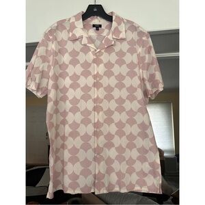 Express Men short sleeve button up shirt - size M light pink and white geometric